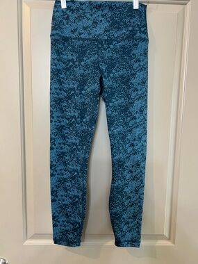 90 Degree By Reflex Teal Marble-Print Leggings